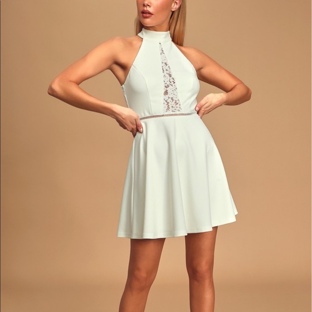Lulu's White Open-Back Halter Mini Dress